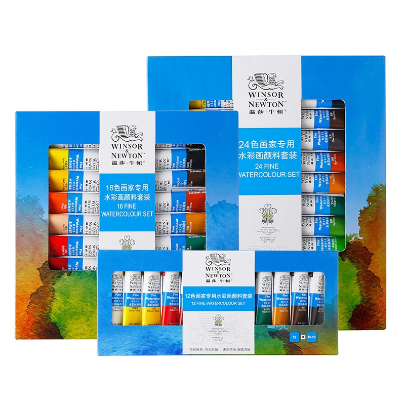 Набор гладких тонких акварельных красок WINSOR&NEWTON, 12/18/24/36 цветов для начинающих, студентов, художественных школьных принадлежностей, тюбики 10 мл