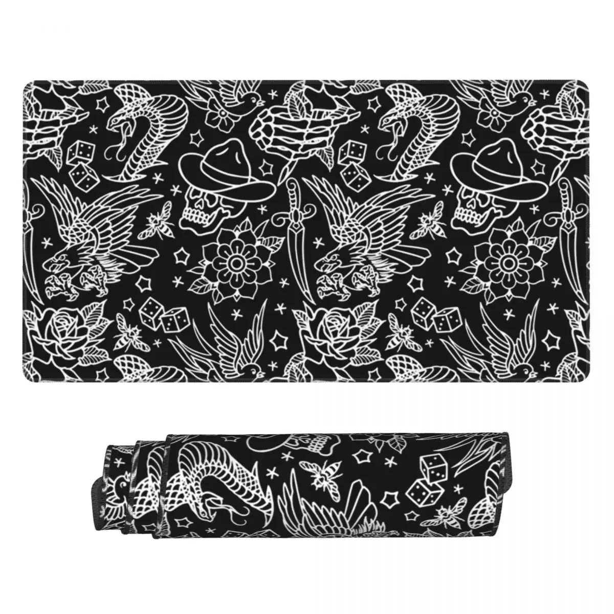 Large Mouse Pad American Traditional Tattoo Flash Print Gamer PC Laptop Mats KeyboardComputer Gaming Office Accessories Desk Mat
