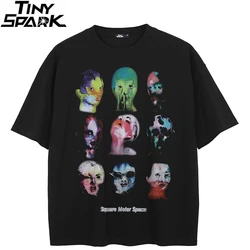 2024 T-Shirt Streetwear Scary Heads Graphic T Shirt Cotton Hipster Men Tshirt Unisex Tops Tees Black Hip Hop