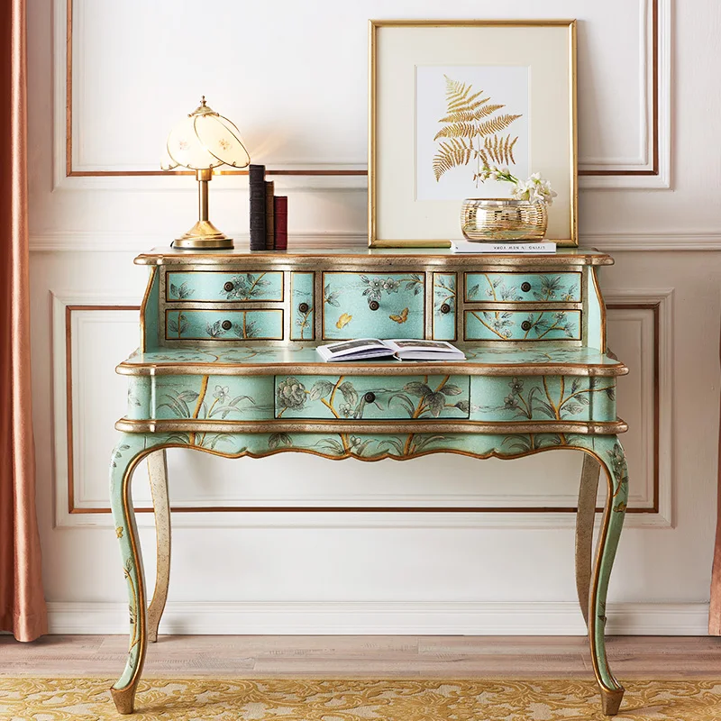 

Luxury Classical Furniture Painted Furniture Study Desk Solid Wood Desk Desk