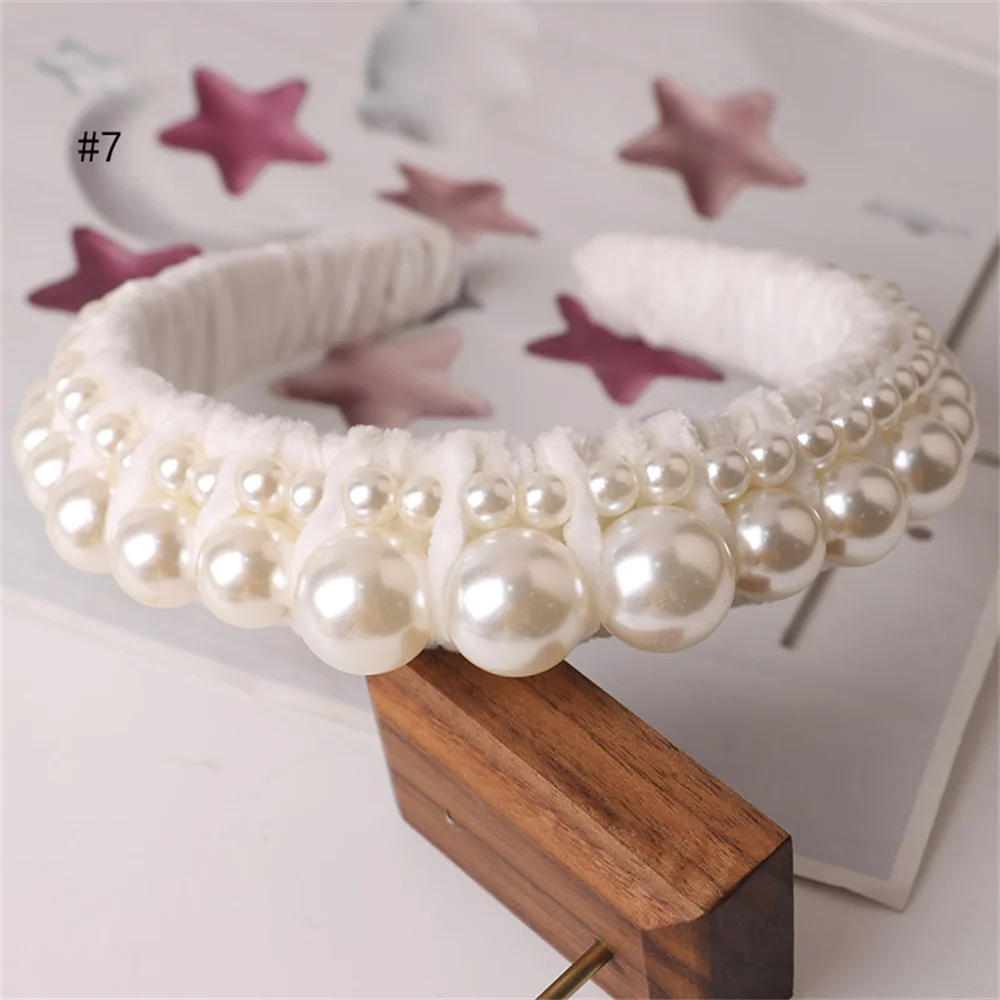 Luxury Pearl Headbands For Women Girls Hairbands Headwear Fashion Handmade Female Bow Hair Band Hoop Hair Accessories Headwear