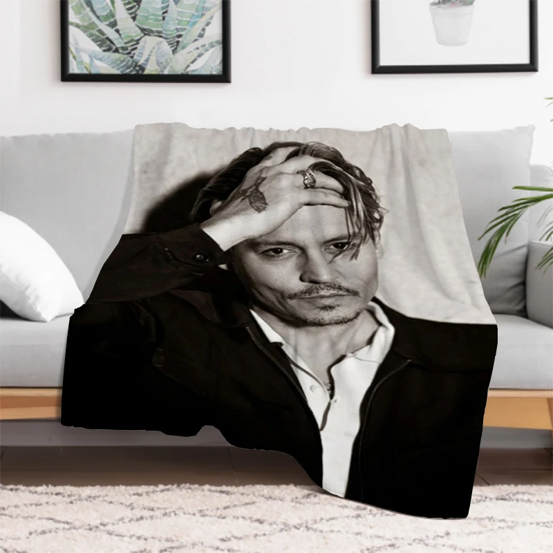 American Actor Johnny Depp Blanket Double Bed Comforter Furry Sofa Blankets & Throws Winter Bedspread the Knee Warm Baby Camping