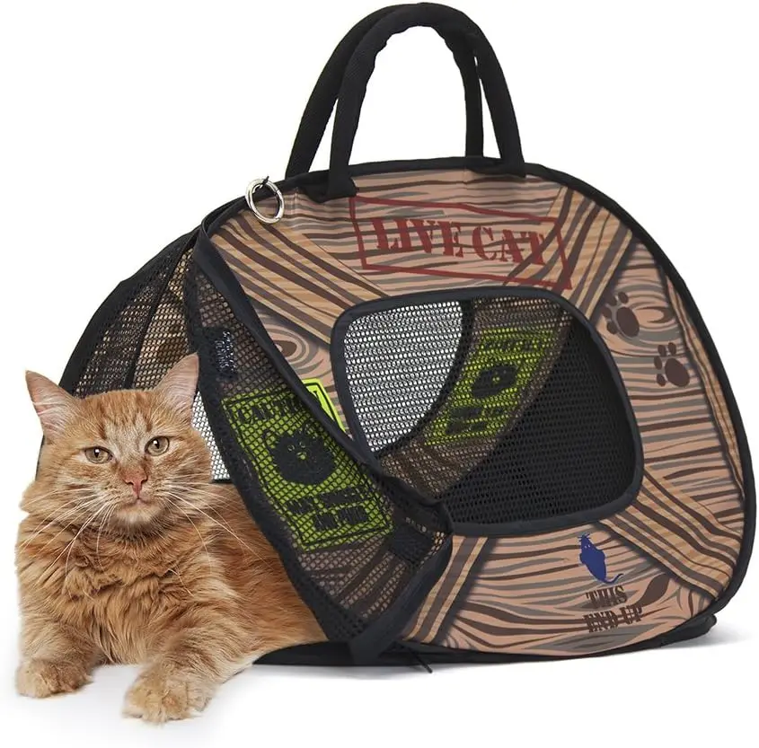 

Collapsible Cat Carrier for Travel, Lightweight Soft-Sided with Mesh Ventilation, Holds Cats up to 15 lbs