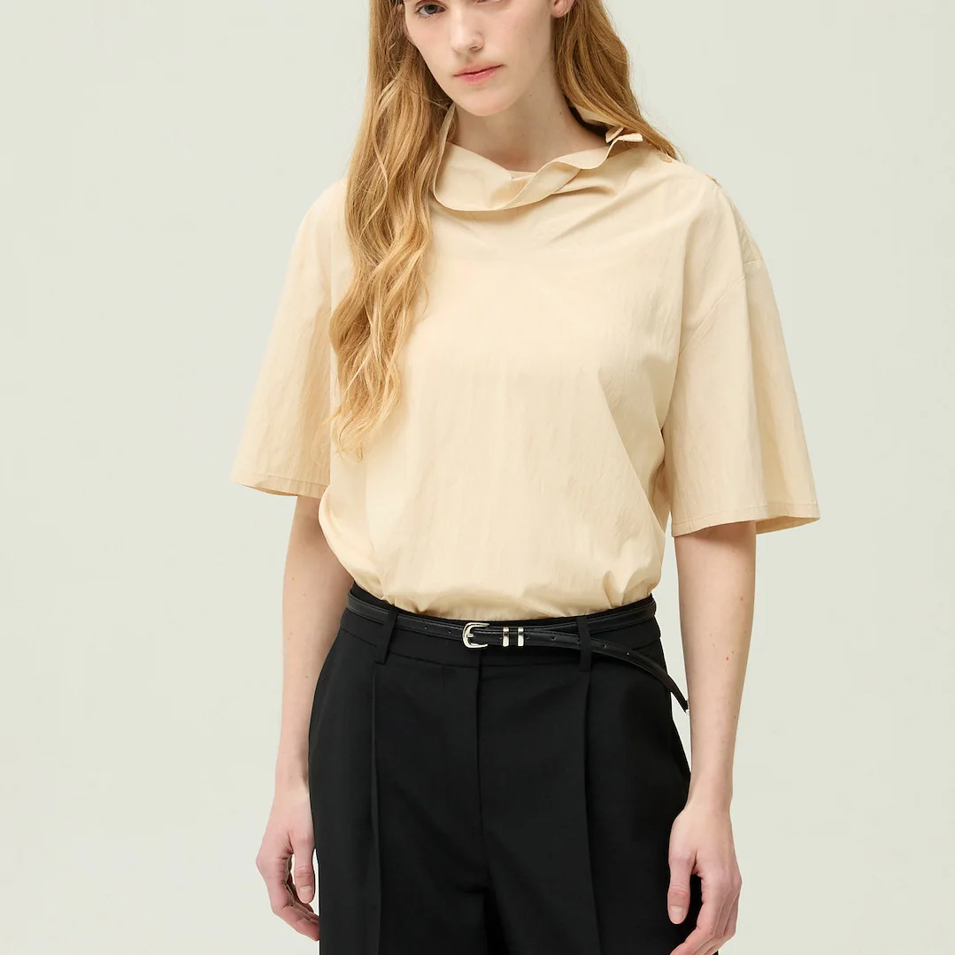 

Mimifafa EBM Pure Original 26 New Design Sense Shirt Collar Lightweight Loose Short Sleeve Women's Summer Fashion Top