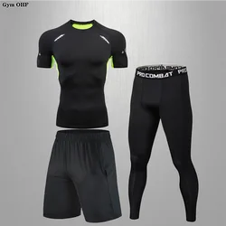 Garnitury męskie sportowe koszulki MMA BJJ Rashguard + spodnie Rashguard dla zawodników MMA siłownia dresowe koszulki bokserskie kompresyjne męskie ubranko z krótkim rękawem