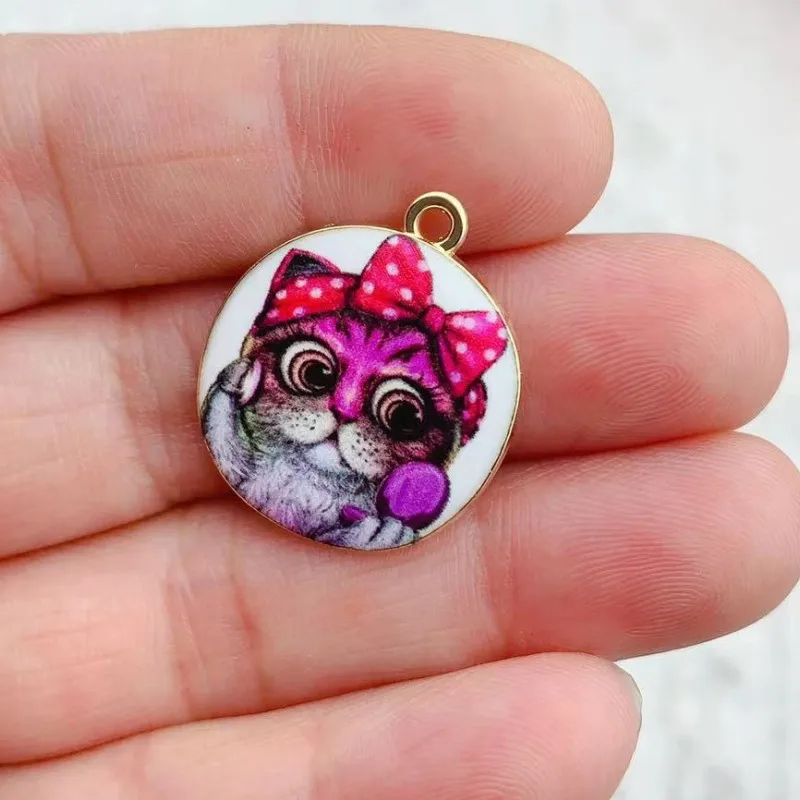 10pcs Owl Cat Enamel Beads Charms Pendants for Jewelry Making Floating Metal Women DIY Necklace Bracelet Earrings Accessories