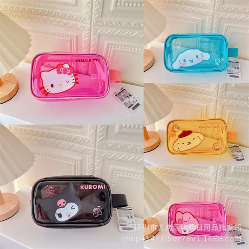 Sanrio Pvc Waterproof Makeup Bag Cute Girl Portable Travel Transparency Toiletry Bag Carry-On Underwear Storage Bag Pencil Case