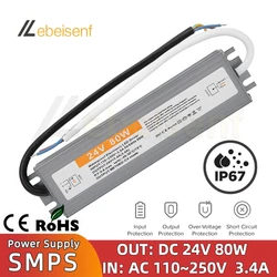 Alimentatore interruttore a tensione costante Driver LED elettronico impermeabile 110-250V AC-DC 24V 80W 3.4A convertitore trasformatore di illuminazione