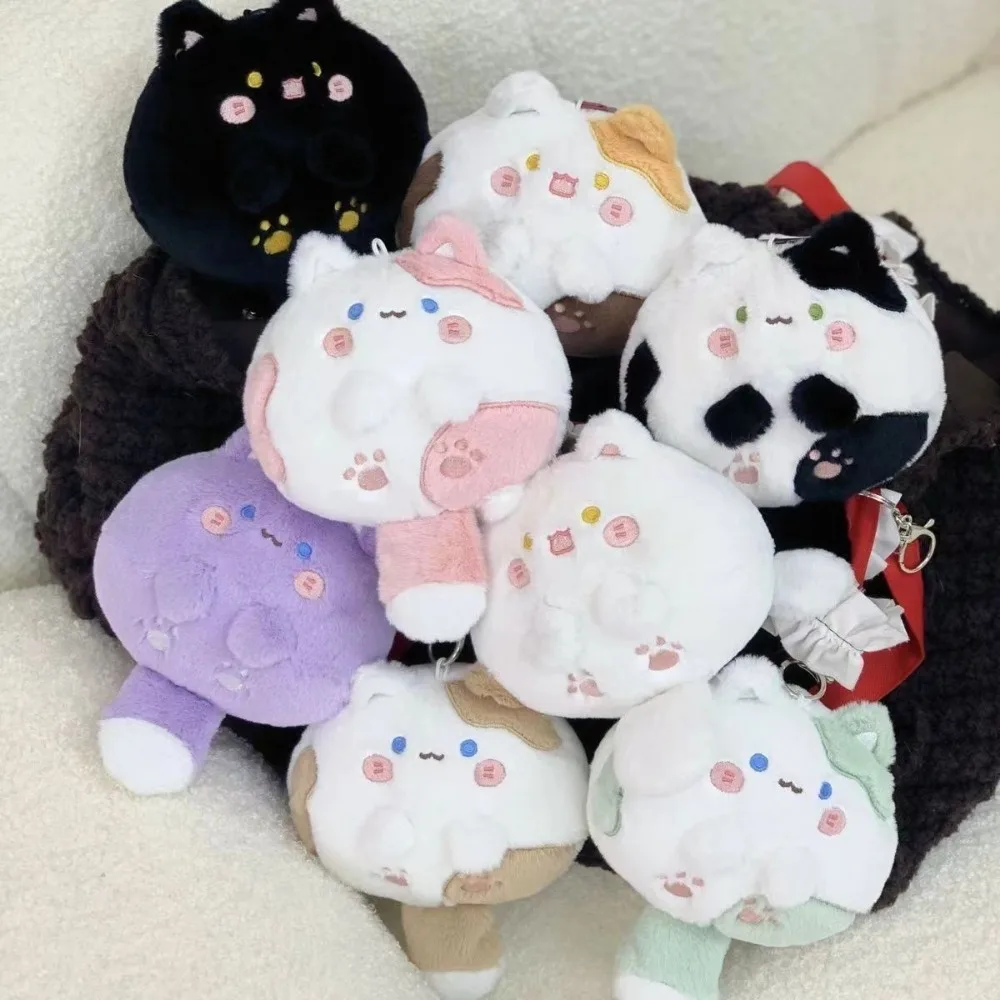 Simpatico gatto portachiavi ciondolo coda peluche portachiavi cartone animato Kawaii cordino scrivania organizzatori peluche portachiavi ragazze regalo portamonete