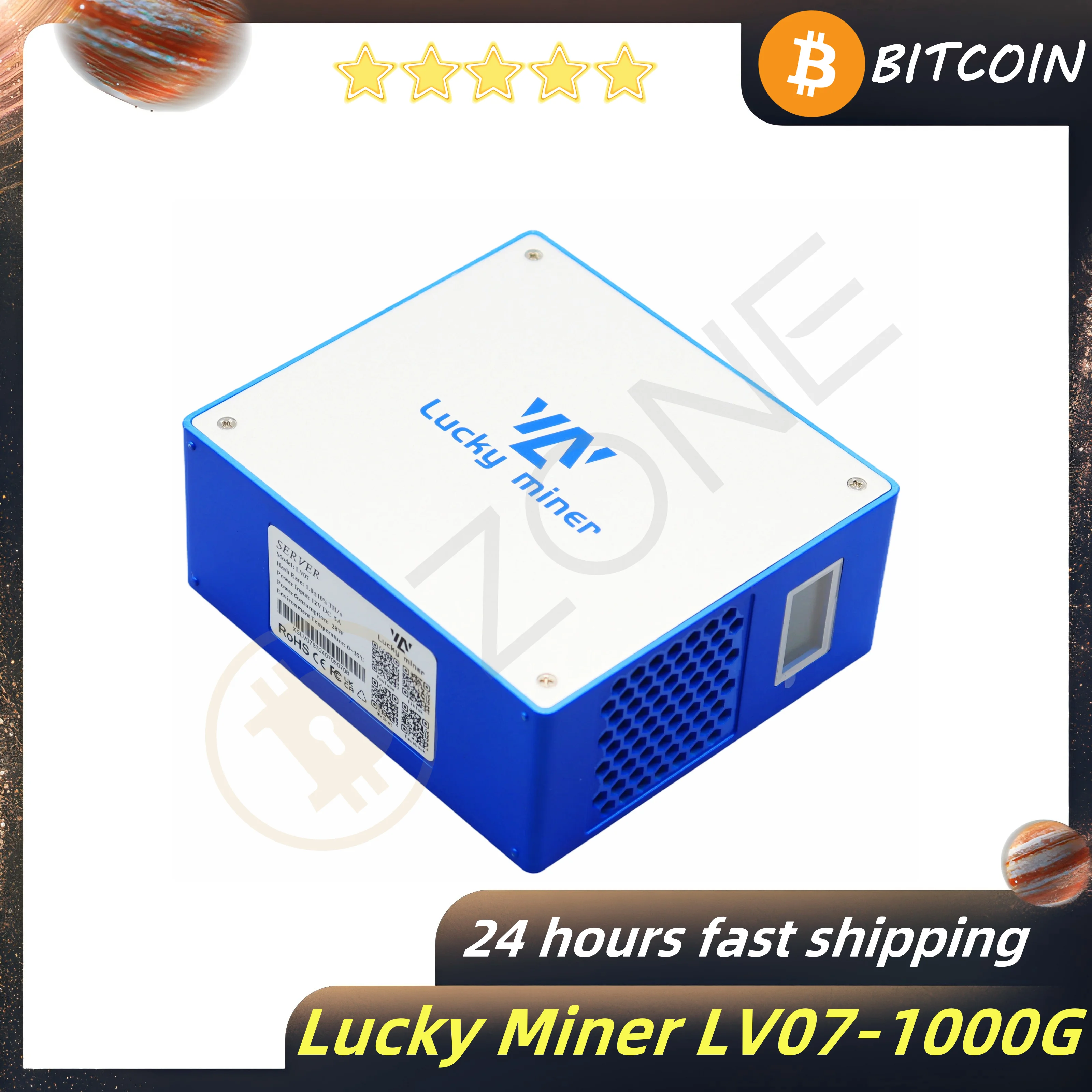 Bitaxe Miner Lucky Miner LV07 BTC Lotto Machine 1TH/S Hashrate Home WiFi Silent Miner BTC BCH DGB Mining Machine with 12V 5A PSU