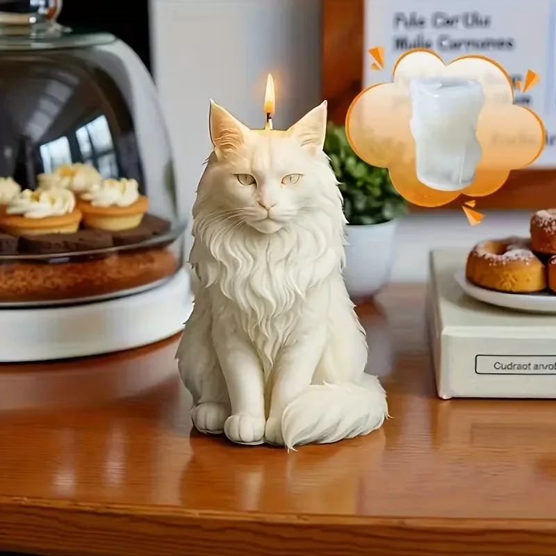 

Силиконовая форма для ароматического гипса, смолы, мыла, свечей, поделок своими руками в виде стоящего кота мейн-кун (1 шт.)