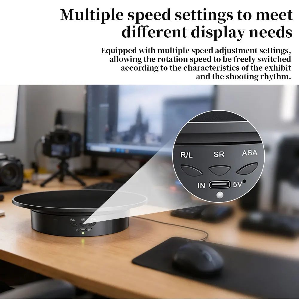 

Hot sell 3 Speeds Photography Rotating Display Stand 360 Electric Rotating Product Display Turntable For Video Shooting 200mm