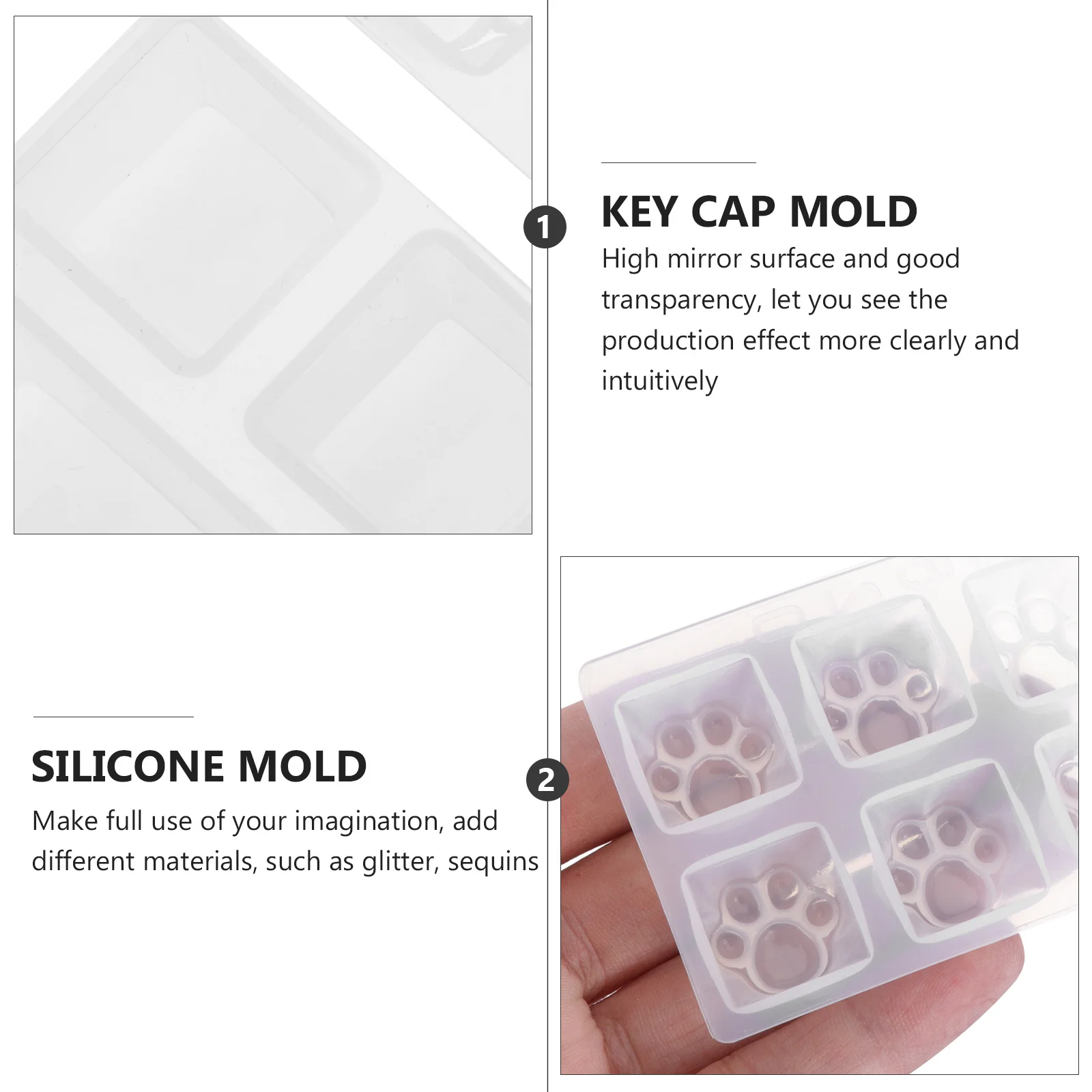 

4pcs Keycap Silicone Transparent High-Gloss Craft Making Tool For Epoxy Resin Diy Keyboard Protector Crystal Mold Key Silicone