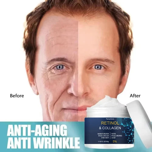 Crema antiarrugas Natural para hombres, crema Facial antiarrugas reafirmante, hidratante para la piel, Retinol, colágeno, antienvejecimiento