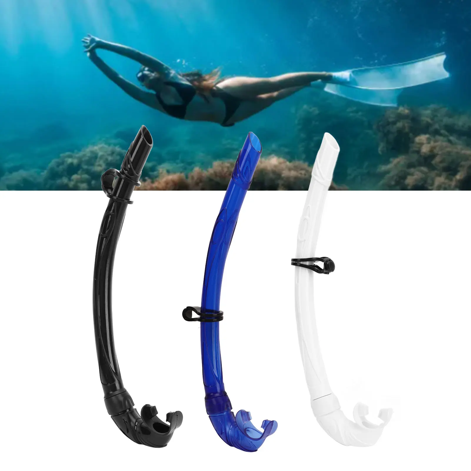 PVC-Tauch-Schnorchel, Easy-Breath-Schnorchel, Tauch-Schnorchelrohr mit komfortablem Mundstück zum Freitauchen, Speerfischen, Schwimmen