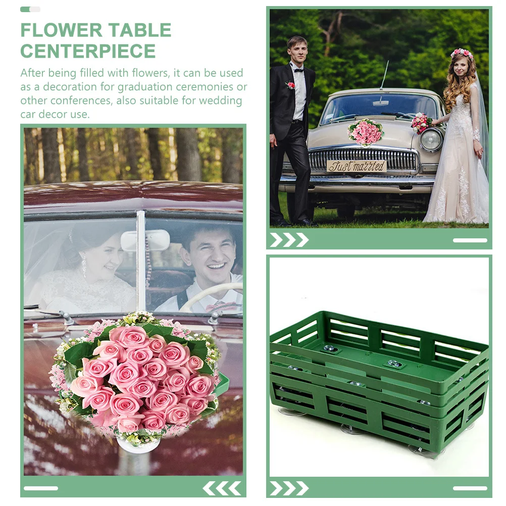 

4pcs Wedding Car Suction Cup Flower Tray Floral Cage Holder For Diy Decorations Mud Basket Centerpiece Accessory Storage Tool