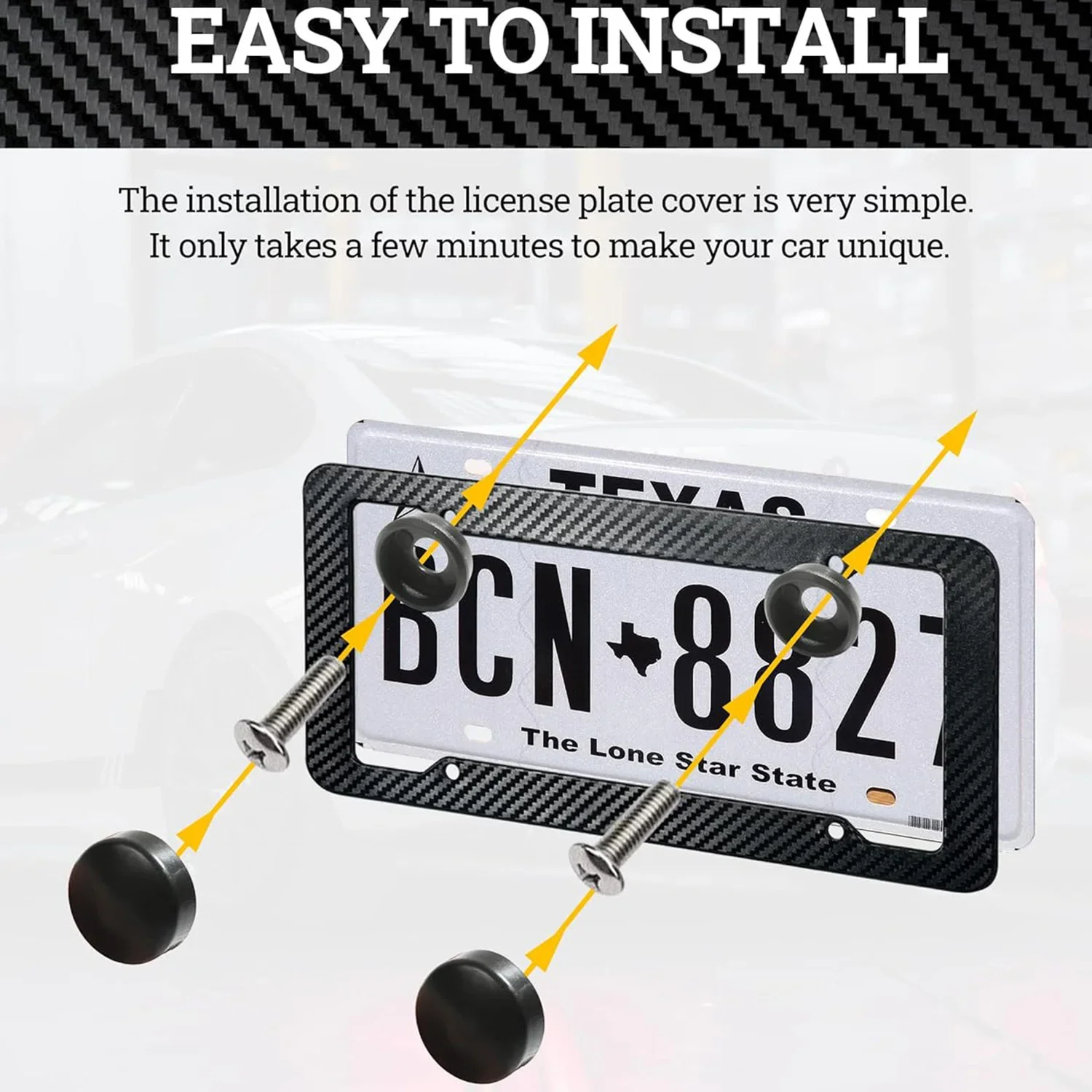 1/2 قطعة إطار لوحة ترخيص من ألياف الكربون إطارات لوحة الترخيص الأمامية والخلفية مع السحابات والمسامير بين قوسين عالمية #1