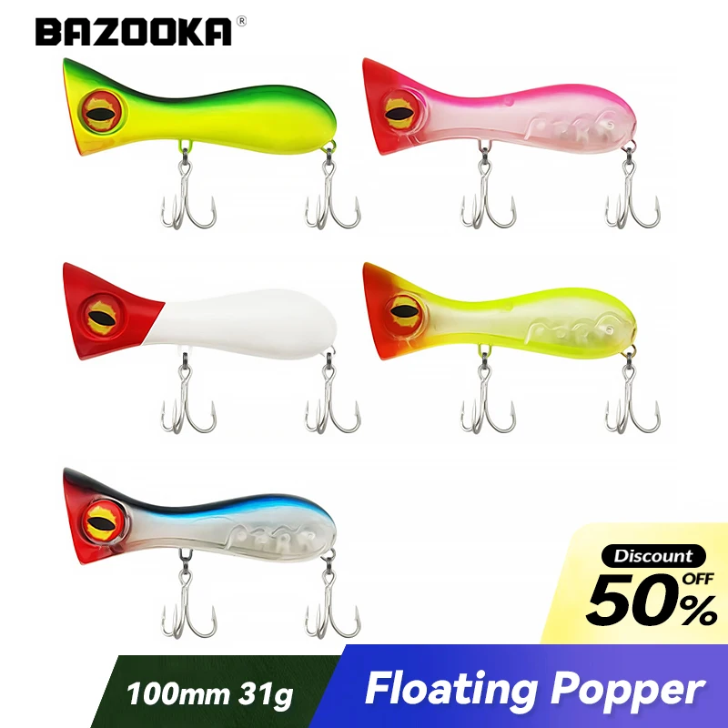 

Bazooka Popper Fishing Lure Micro Tackle Topwater Hard Bait Crankbait Floating Wobblers Plastic Hooks Sea Bass Pike Carp Winter