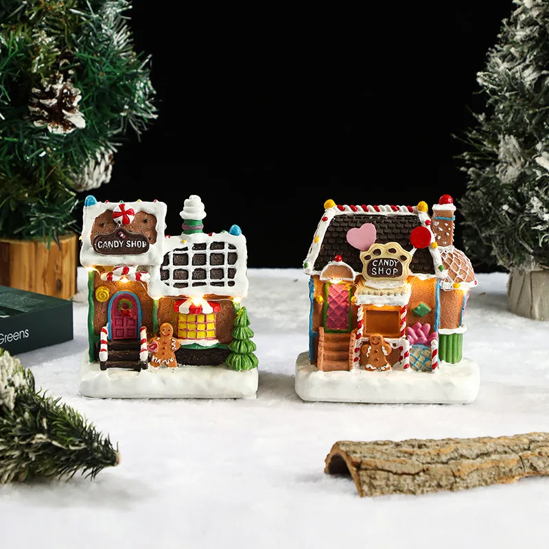 

Рождественский деревенский декор, пряники с подсветкой, анимированный дом, идеально подходит для рождественского подарка, внутренние украшения, праздничные каминные дисплеи