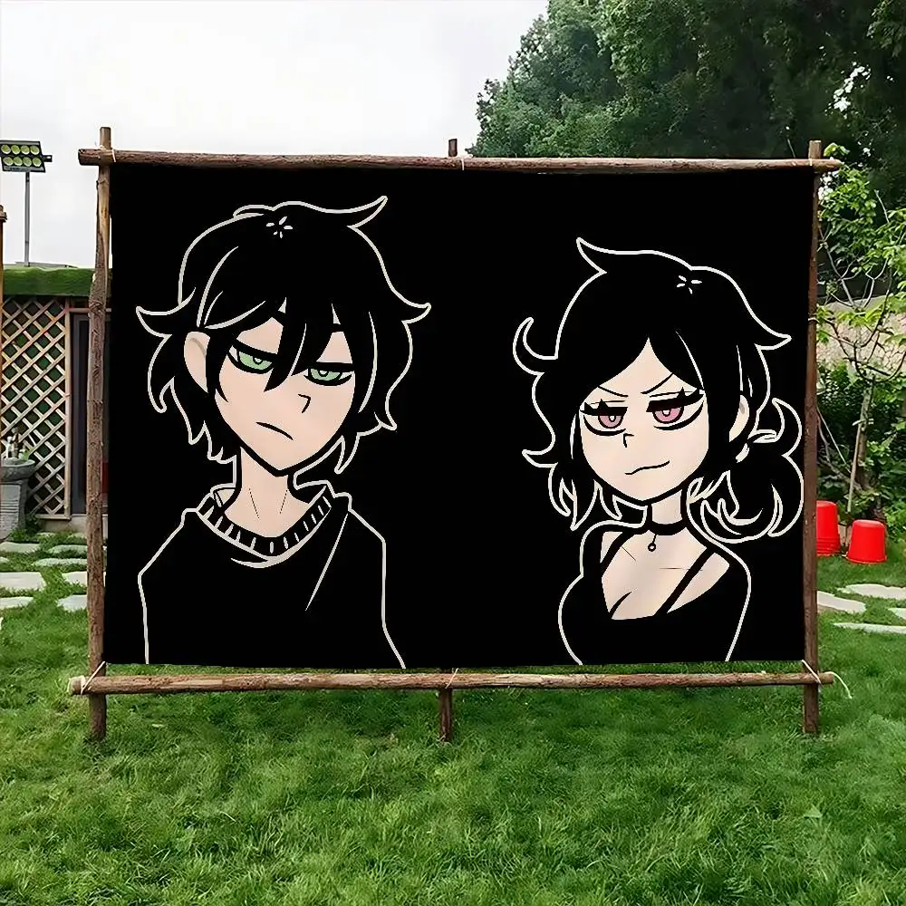 Anime The Coffin Of Andy And Leyley Banner Art Printing Japanese Wall Flag Anime Wall Hanging Home Decor