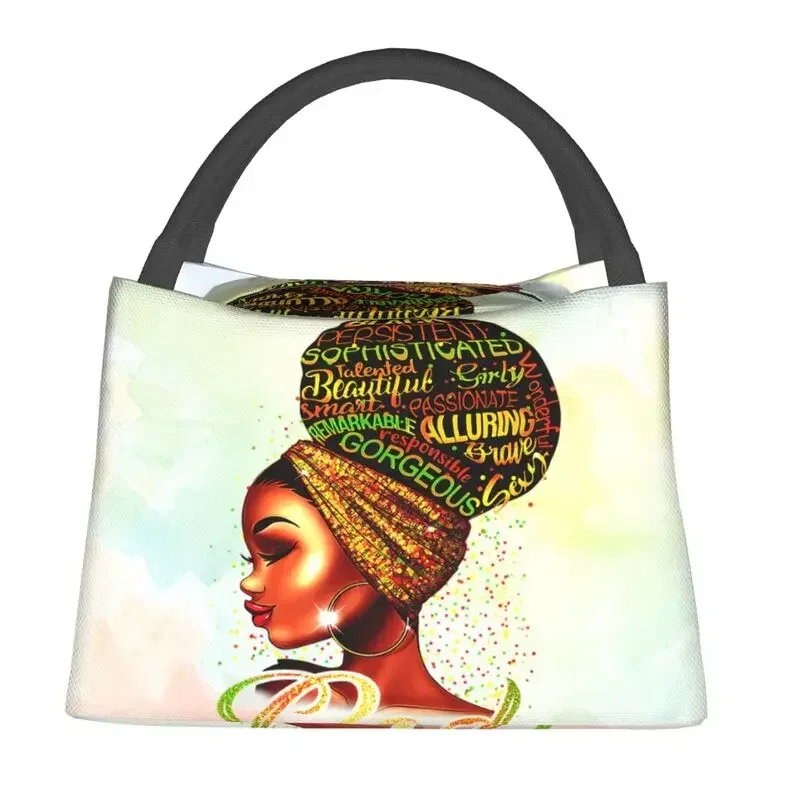 American Black Women African Girl Insulated Lunch Bags Resuable Cooler Thermal Food Lunch Box For School Work Travel Picnic Tote