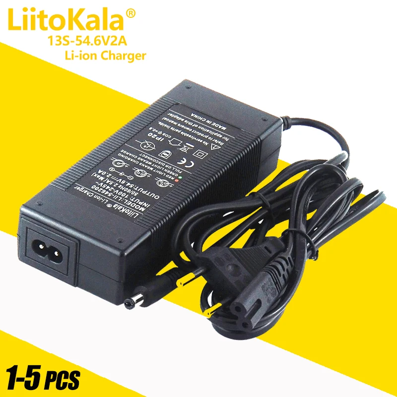 

1-5PCS LiitoKala 48V 2A electric bike lead acid battery charger for 54.6V Lead-acid Battery e-bike Scooters Motorcycle Charger