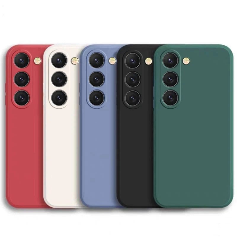 غطاء ليّن للحماية الكاملة من السيليكون السائل ، حافظة لسامسونج جالاكسي S23 ، S24 ، S 23 Ultra Plus ، S23Ultra