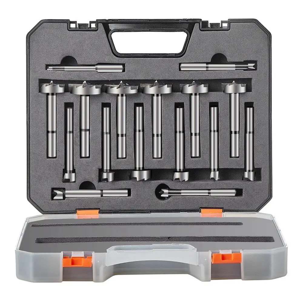 

Forstner Bit Set, 16 Pcs Forstner Drill Bits Set, 1/4" to 1-5/8", Carbon Steel, with Universal Round Shank, Forstner Drill Bit