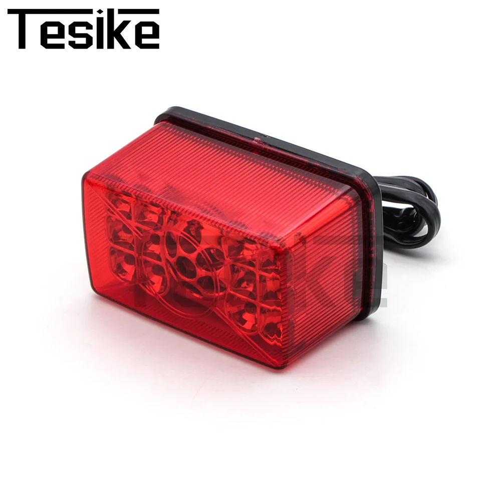 الخلفية دراجة نارية مصباح ليد خلفي أحمر + أبيض لوحة ترخيص ضوء تشغيل مصباح مكبح الضوء الخلفي العالمي ل ATV UTV المتسابق المروحية #2