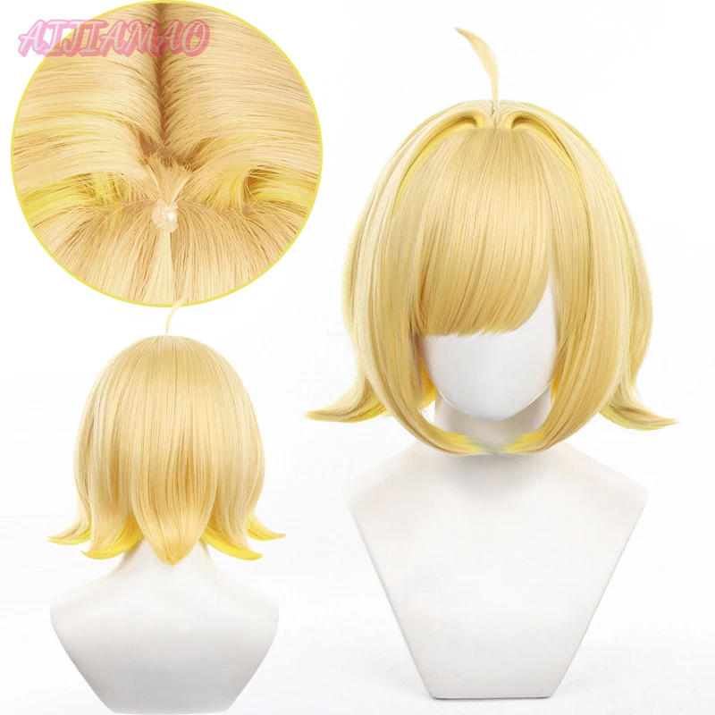 Gra Elegg peruka do Cosplay 35cm dwukolorowe krótkie Cosplay Anime peruka żaroodporne włosy impreza z okazji Halloween do odgrywania ról kobiety peruki + czapka z peruką