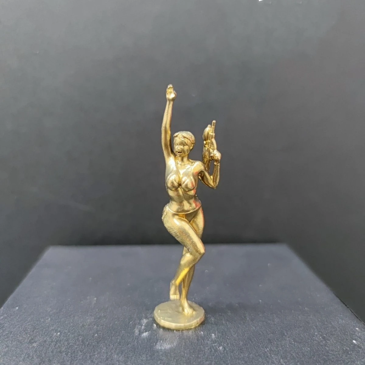 

​​Solid Copper Mini Nautical Adventurer Statue - Tabletop Decor, Curvy Maiden Sculpture with Ornamental Sword for Display