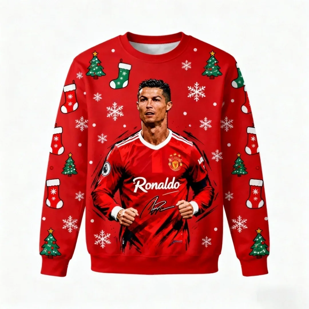 شعبية رقم 7 كرة القدم جيرسي سلسلة عيد الميلاد القبيح لطيف الشارع زائد حجم المرأة الخريف والشتاء الكبار جولة الرقبة هوديي