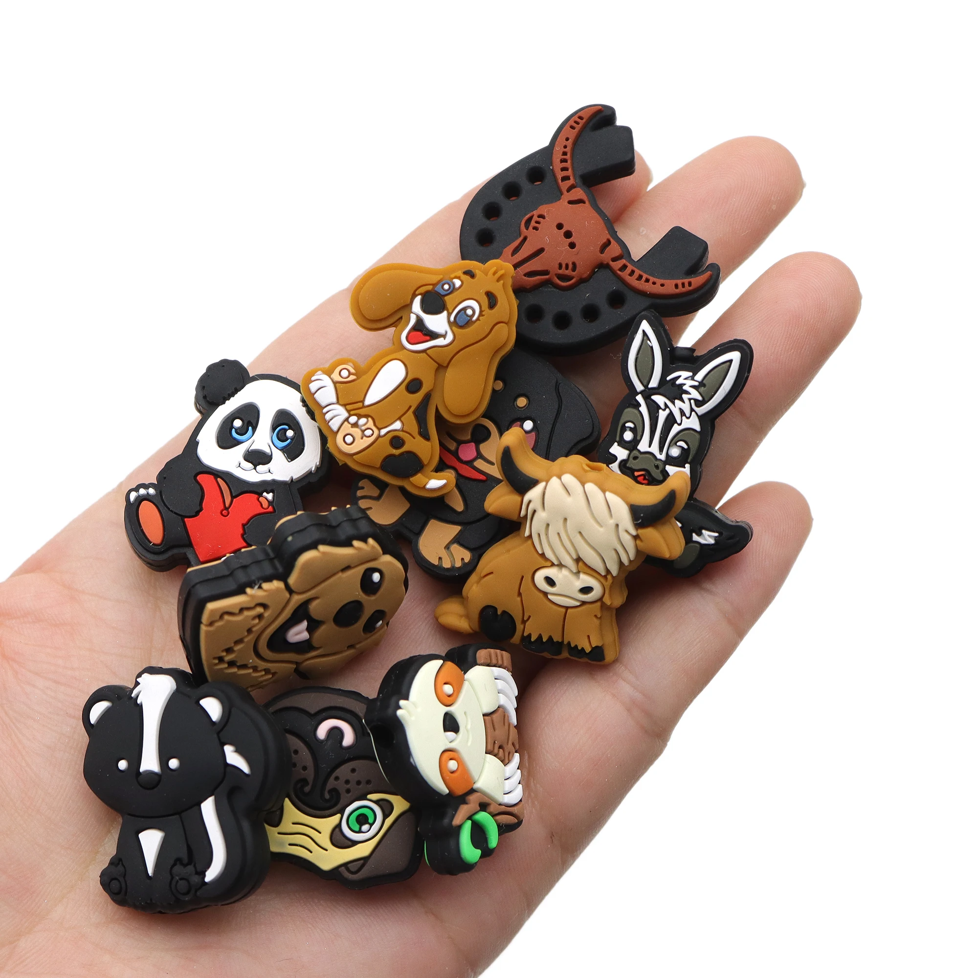 10pcs/Set Silicone Beads Animals Loose Beads Lentil Round Set Keychain Bracelet Necklace Accessories DIY For Jewelry