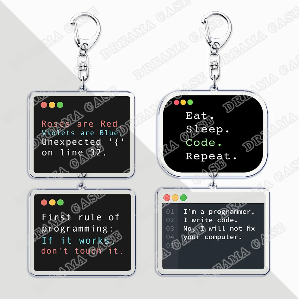 Llaveros acrílicos con programación de dibujos animados 2D, anillo de doble cara, joyería, ventilador de juego, regalos de amor