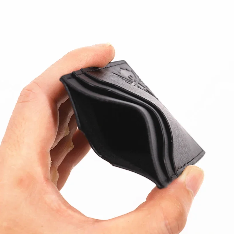 Bat ID Wallet For Men Leather Slim Card Holder Case Cover With Cutout Superhero Face Eyes Mask Gift For Husband Teens Boy Friend view 4