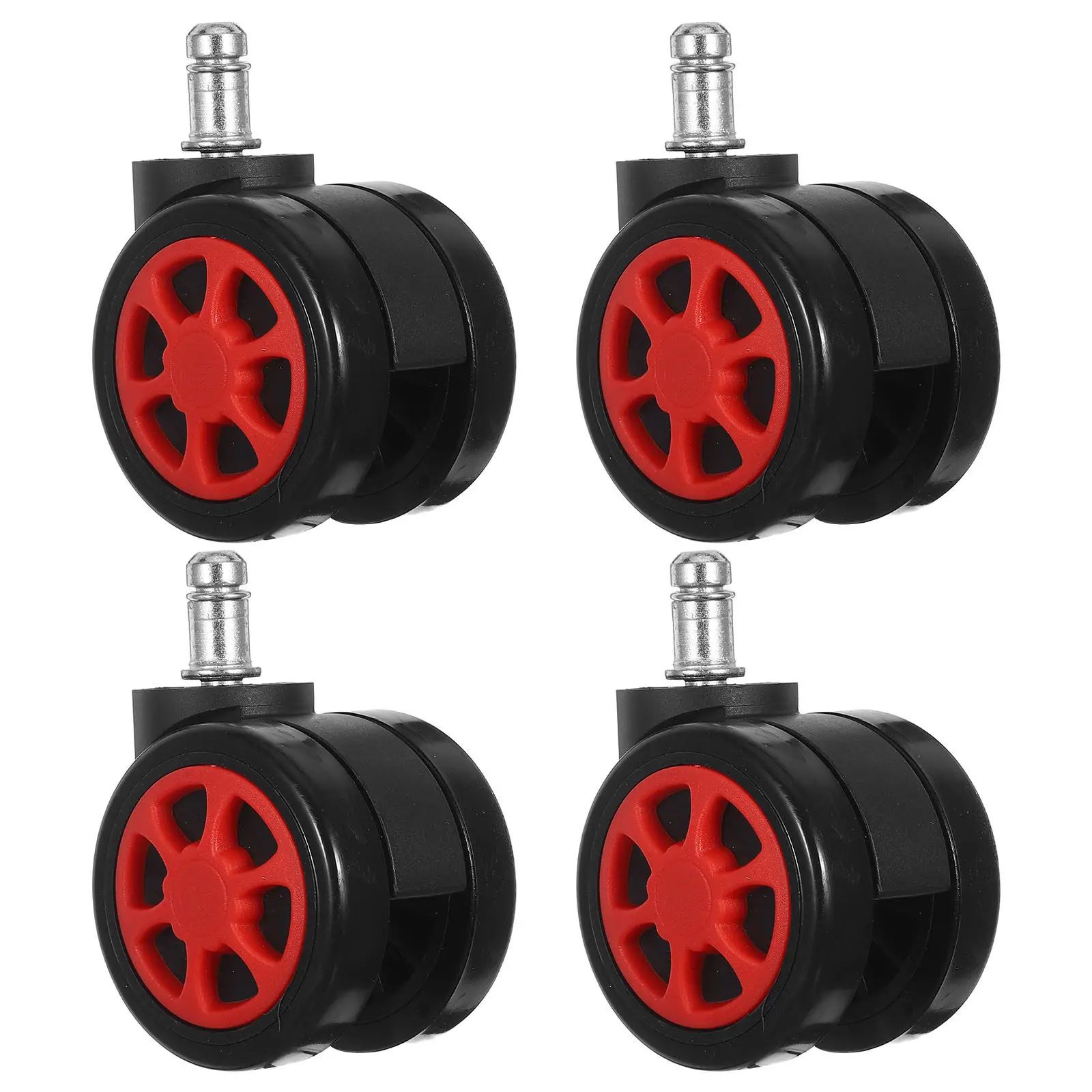 4Pcs Replacement Office Chair Wheels Plastic PP Iron Swivel Casters for Hardwood Carpet Tiles Quiet Smooth Mobility Gaming