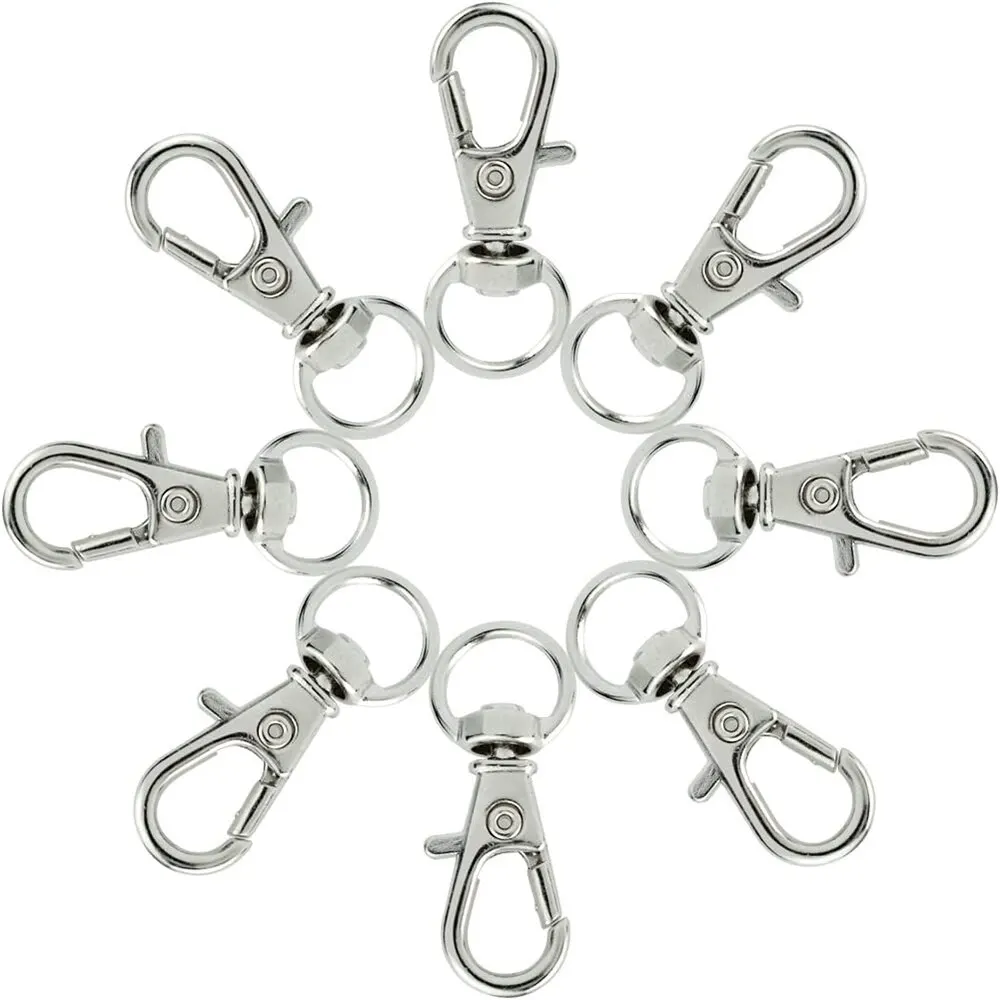 10pcs/lot Split Sliver Key Ring Swivel Lobster Hooks Clasp Connector For Bag Belt Dog Chains DIY Jewelry Making Finding Keychain