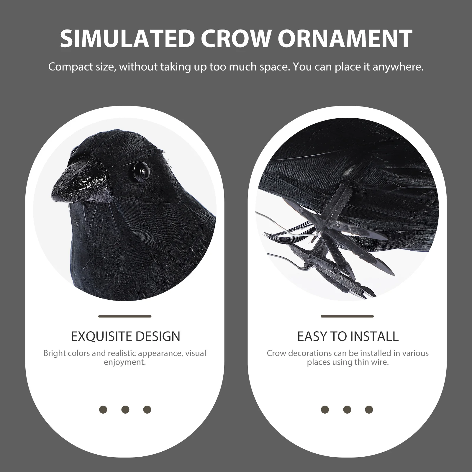 

Realistic Simulated Ornament For Home Mall Halloween Decoration Simulated Crow Ornaments Garden Feathered Crow Craft Statue Prop
