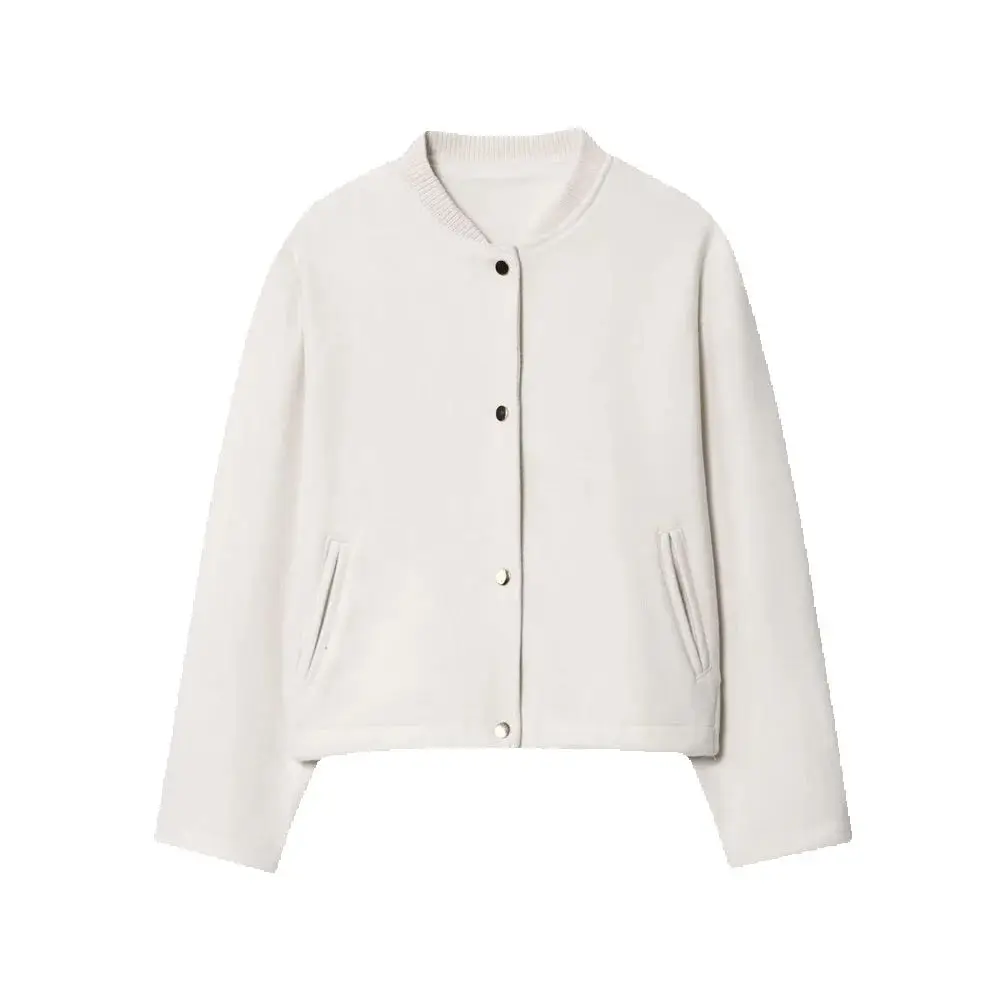 

Весенне-осенняя новая женская мягкая куртка-пилот с золотыми пуговицами