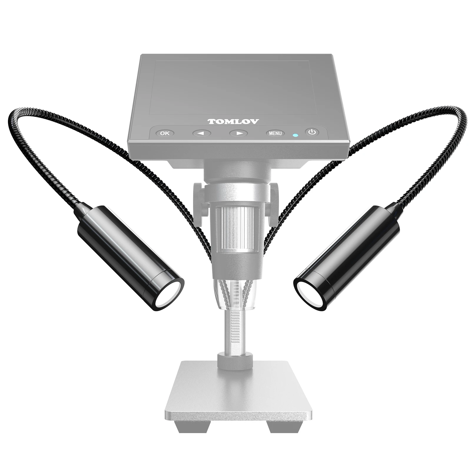 Tomlov Gooseneck Microscope Auxiliary Lights Aluminum Flexible Digital LCD Microscopes LED Lights Adjustable Brightness