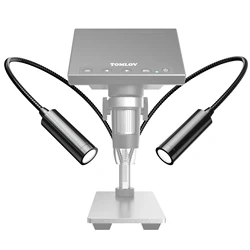 Tomlov – Microscope à col de cygne, lumières auxiliaires, en aluminium, numérique LCD Flexible, lumières LED, luminosité réglable