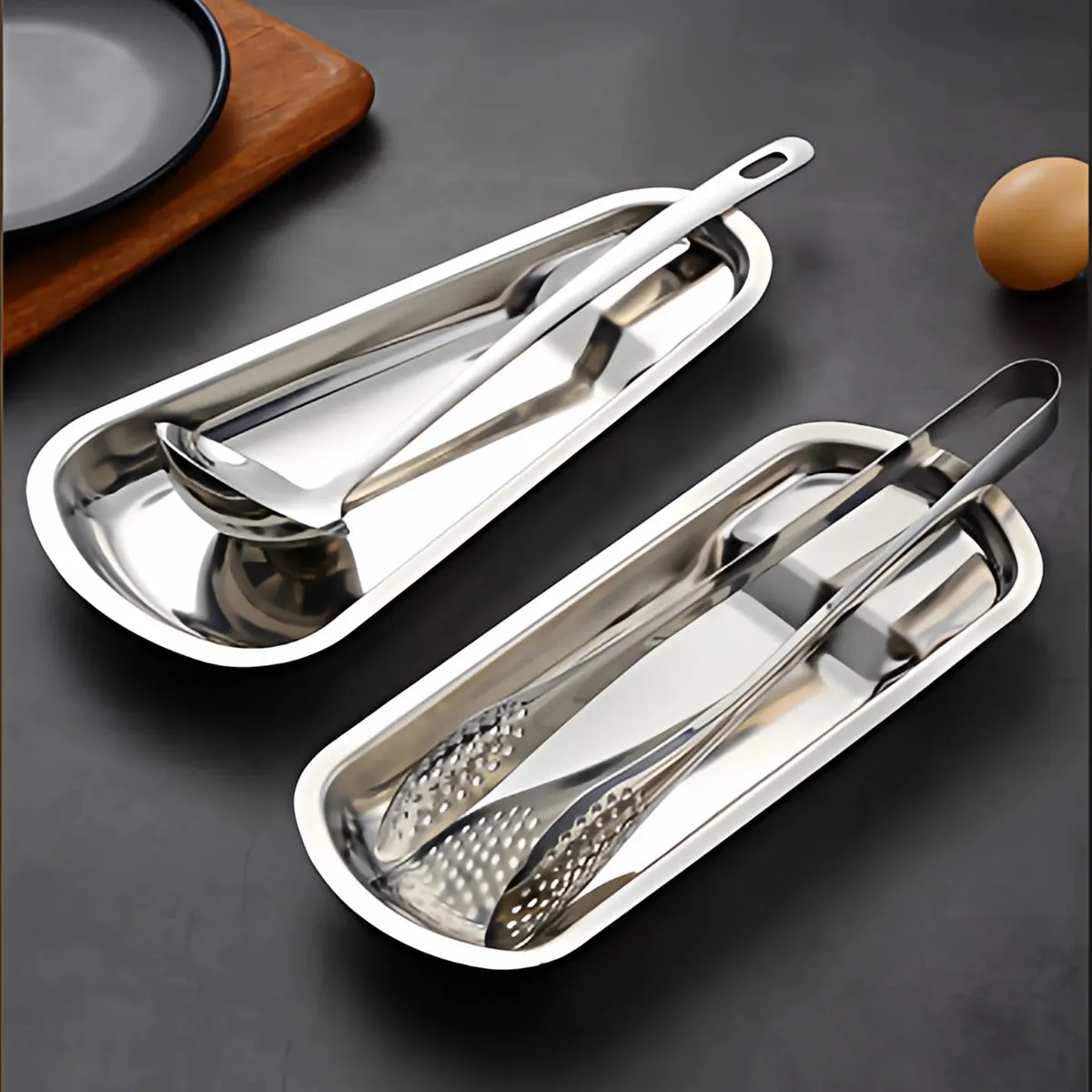 Suporte de Bandeja de Buffet em Aço Inoxidável Estilo Coreano, Suporte para Pinça de Alimentos, Pinça para Pão, Prato em Formato de Leque, Suporte para Colheres, Suporte para Talheres, Bandeja para Louça, Suporte para Bandeja de Buffet, Suporte para Talhe