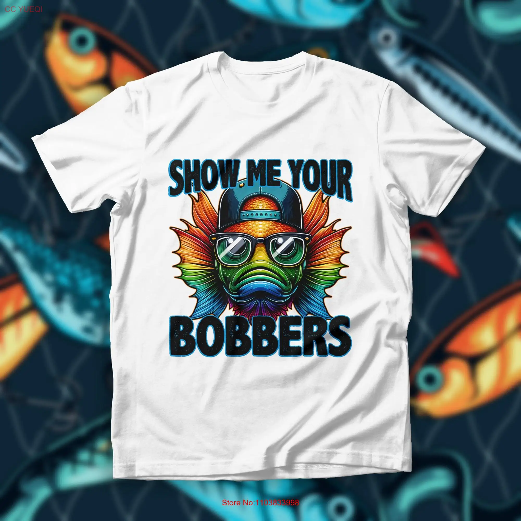 Show Me Your Bobbers T Shirt Colorful Checkered Fish Fisherman Sarcastic Humor Top Fishkeeping Lover