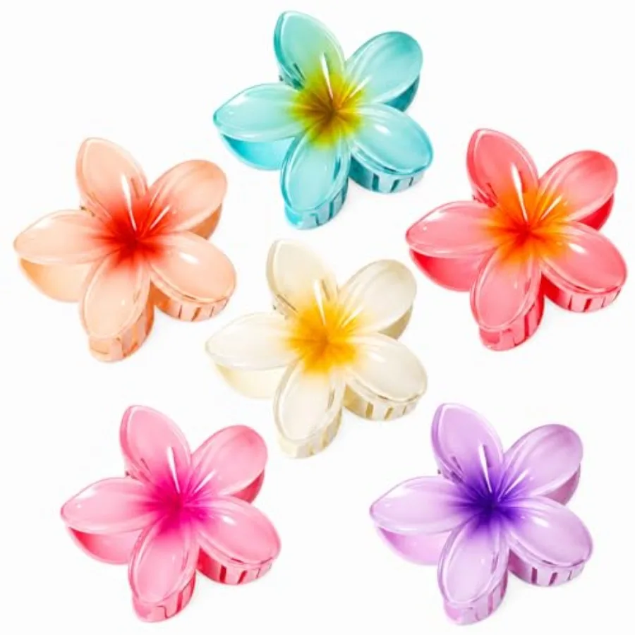 

6 Pcs Flower Hair Claw Clips for Women Girls, Hibiscus Hair Clips, Cute Summer Beach Hair Accessories for Thick Thin Hair