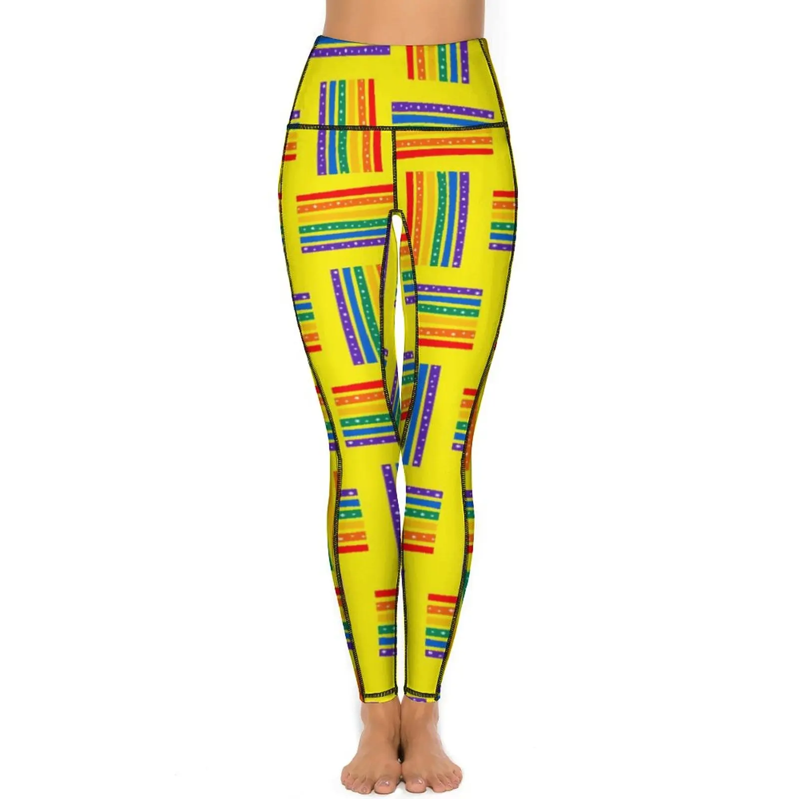 Joli pantalon de Yoga arc-en-ciel avec poches pour femme, Leggings Sexy, taille haute, Kawaii, collants de Fitness personnalisés