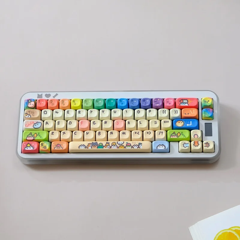 

Набор колпачков для клавиш на тему кошачьей вечеринки, профиль PBT XOA, оригинальные колпачки для клавиш ручной работы на заказ, аксессуары для механической клавиатуры, милые колпачки для клавиш
