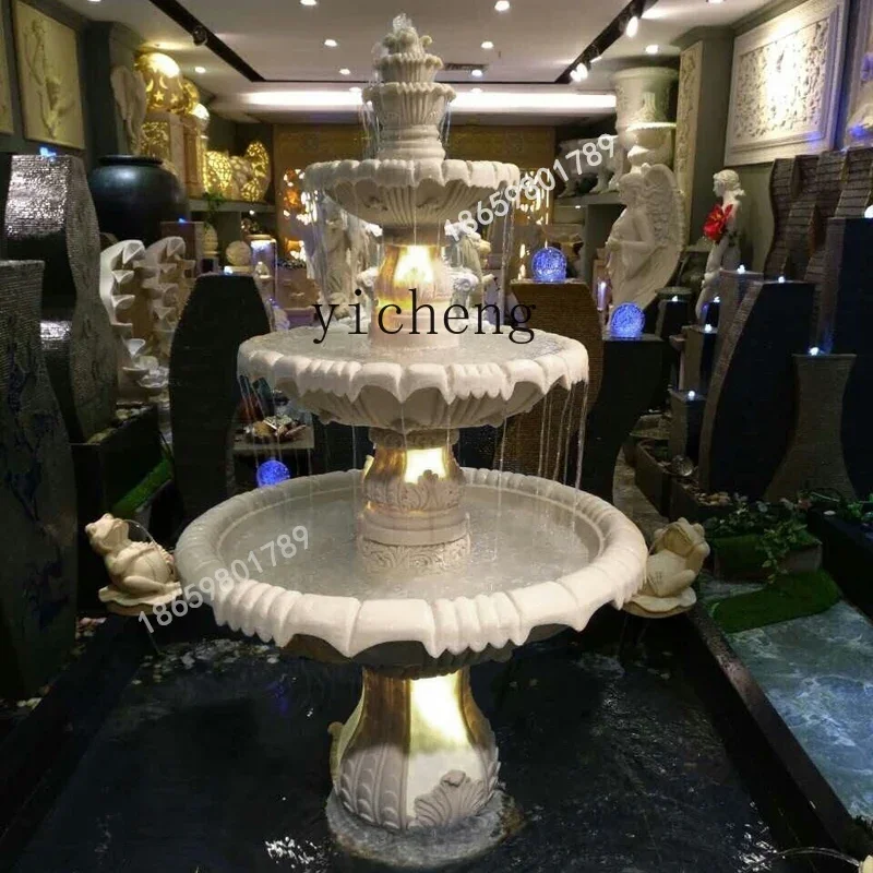 outdoor landscape flowing water sculpture fish pond transfer angel fountain ornament fairy garden