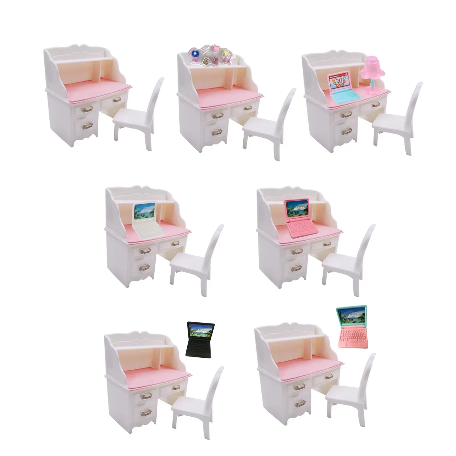 1:6 Dollhouse Miniature Desk Chair Set Simulation Notebook Dollhouse Decoration Accessories for Bedroom Room Study Decoration