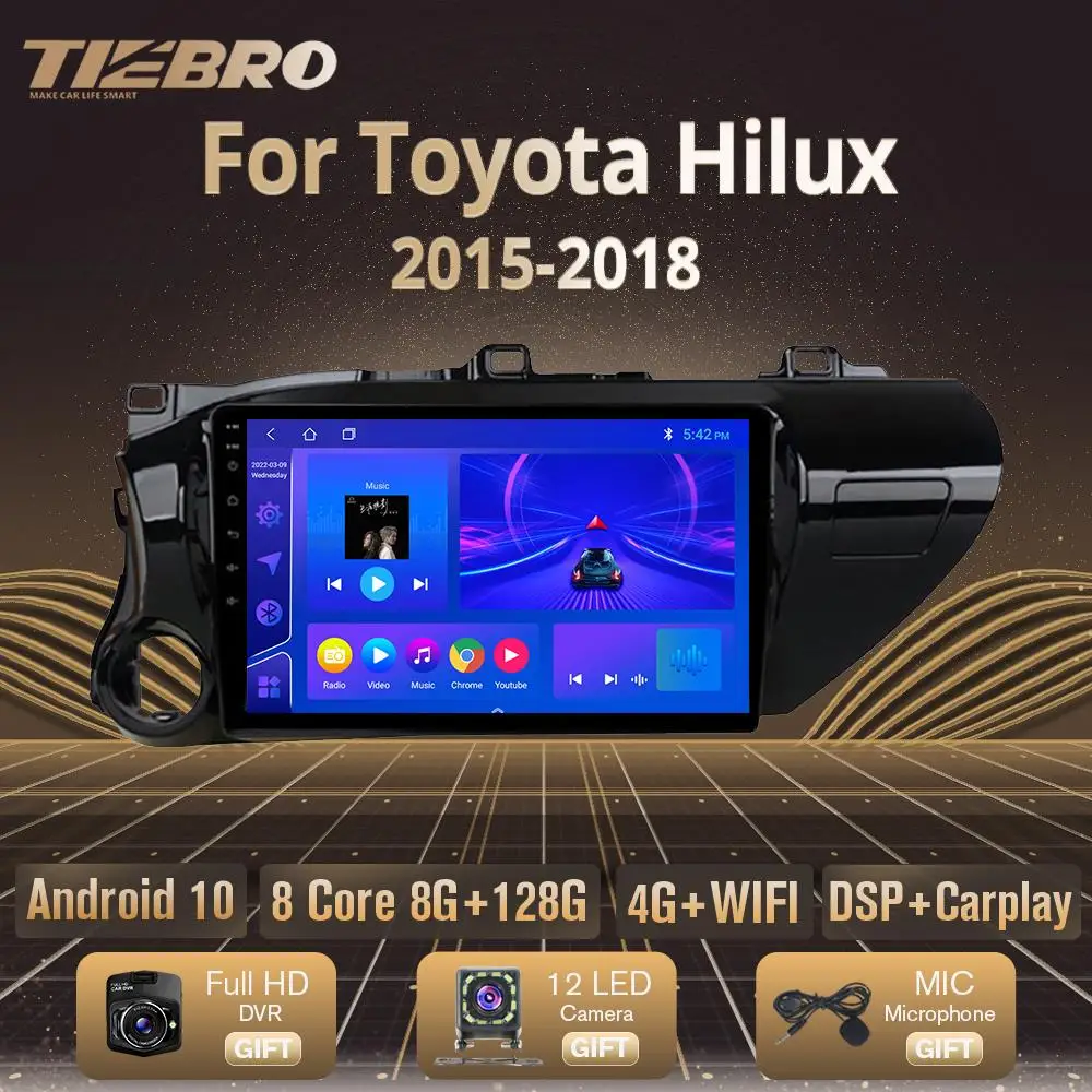 

TIEBRO 10.1'' 2din Android10 GPS Navigation Car Radio For Toyota Hilux Pick Up AN120 2015 2016 2017 2018 2019 Multimedia Player