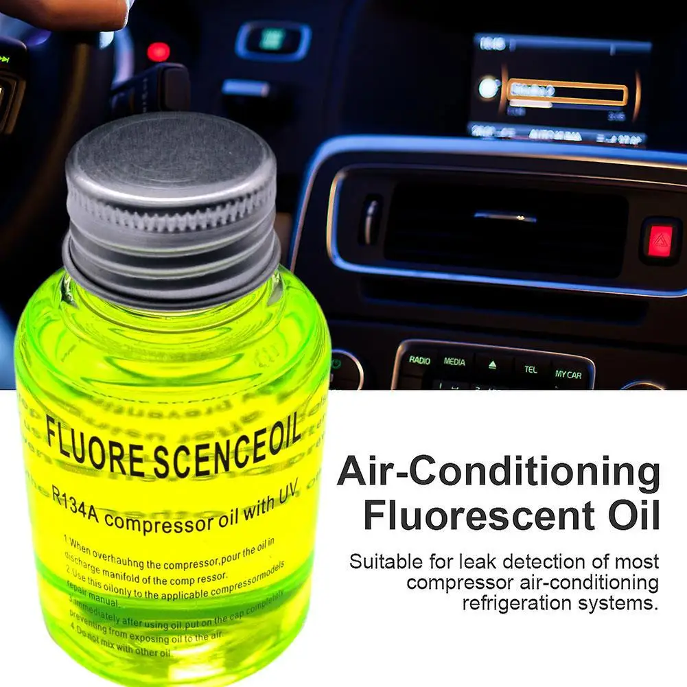 60ml Car Air Conditioner Leak Fluorescent Car Air Conditioning Repair Oil Light Pipeline Detection Tracer Tool 